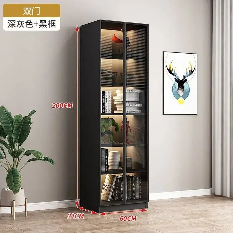 Modern Living Room Cabinet Bookcase with Glass Door Display