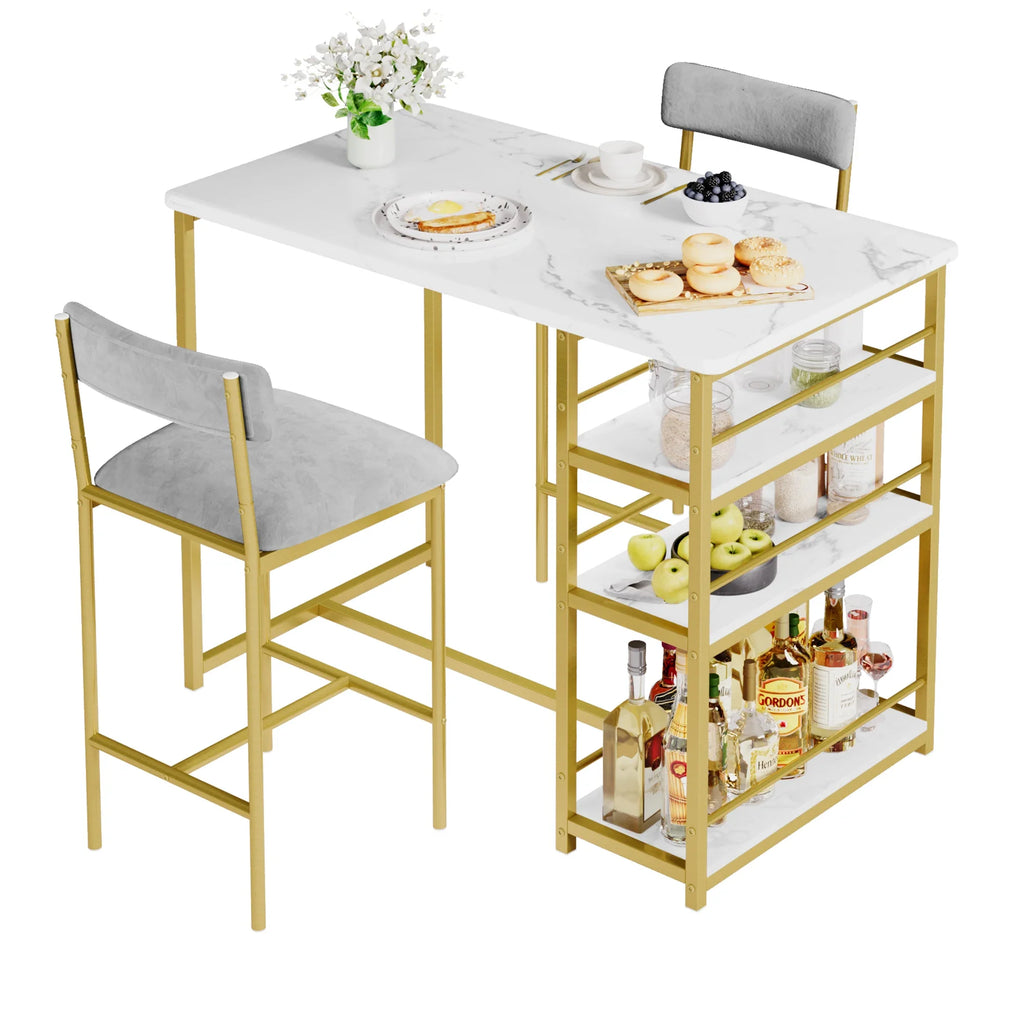 3 Pcs Dining Table and Chairs Set