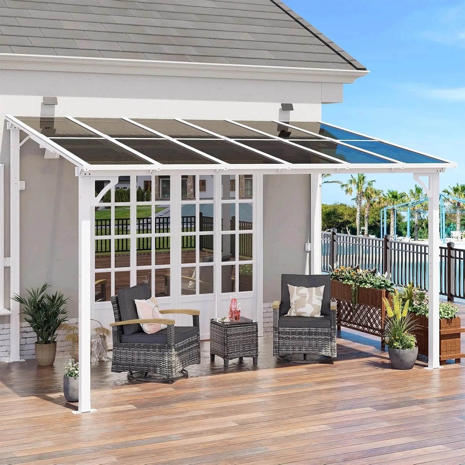 Wall Mounted sloped Lean to Metal Awning