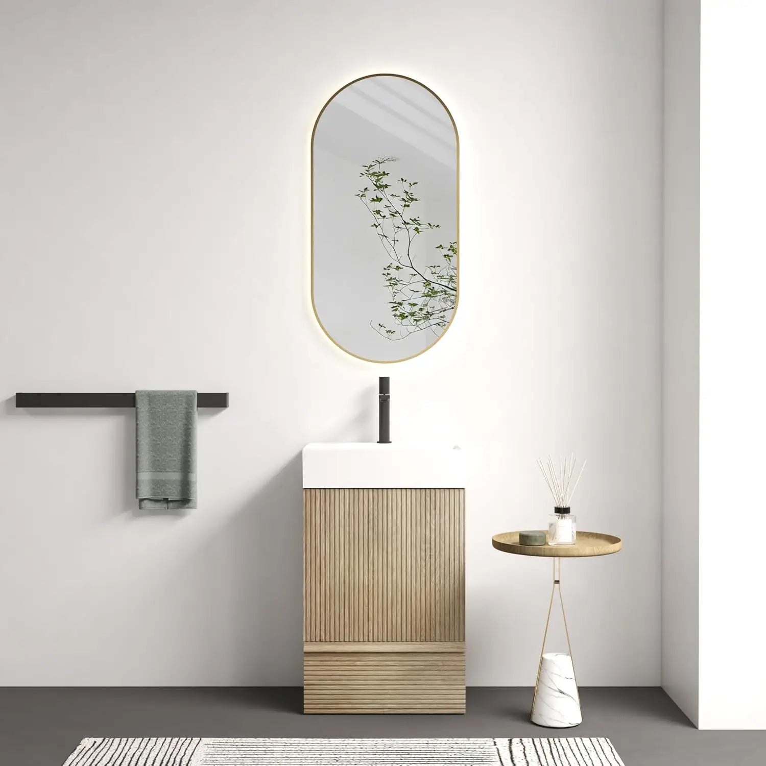 20 in Bathroom Vanity Ceramic Sink Freestanding Cabinet