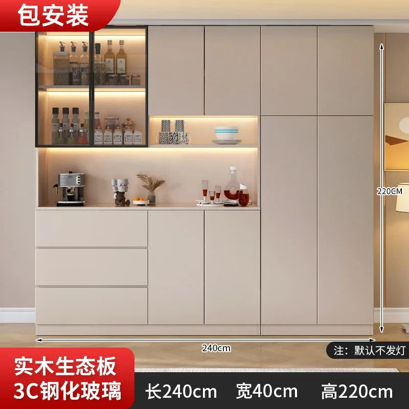 Kitchen Cabinet Sideboards Tall Cabinet with Glass Doors and Drawer Wine Cabinet Pantry Hunch with Shelves Kitchen Island