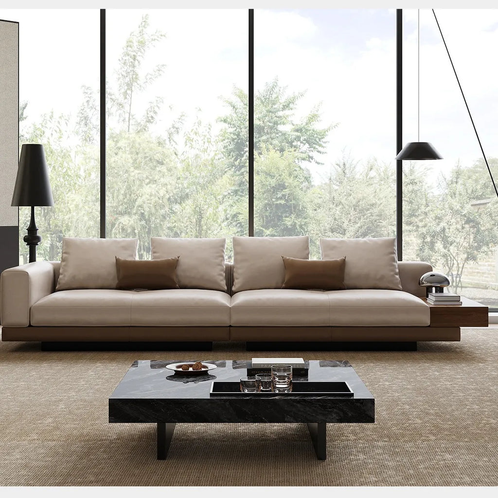 Connelly Leather Italian Minimalist Sofa