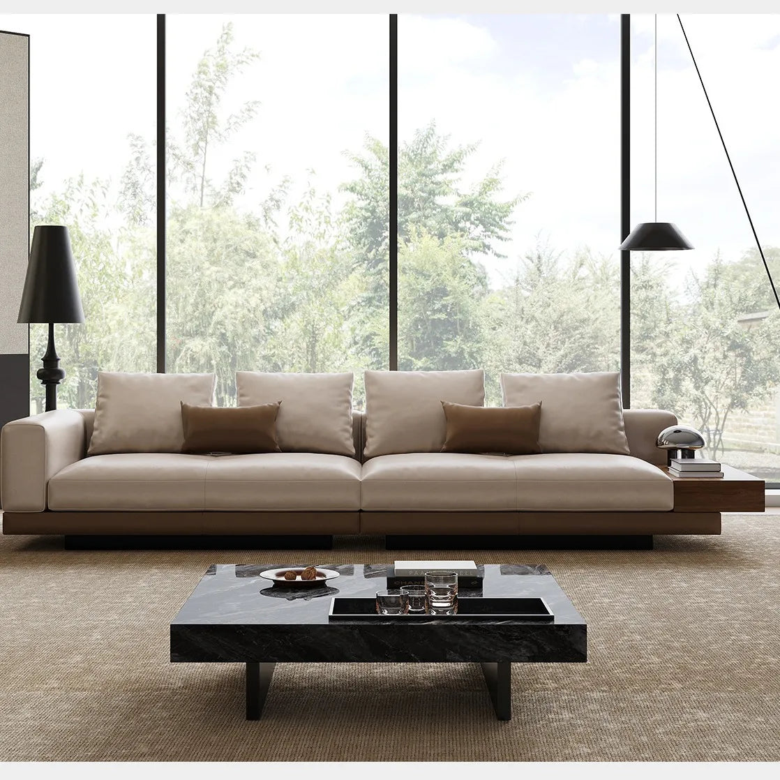 Connelly Leather Italian Minimalist Sofa