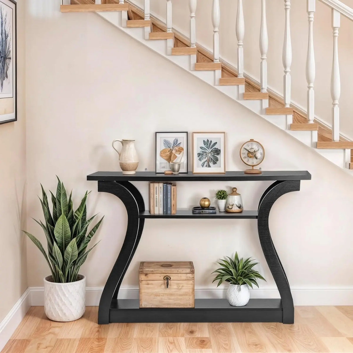 Console Table, Entryway Table with 3 Tier Storage Shelves