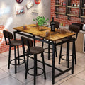 Industrial-Style Counter Height Bar Table Set with 4 Leatherette Stool Chairs, Ideal for Small Spaces