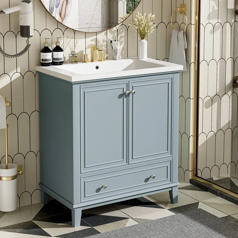 30" Green Bathroom Vanity with Sink
