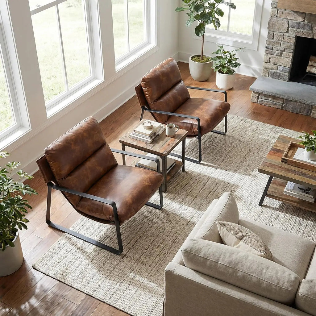 Leather Accent Armchair Set of 2