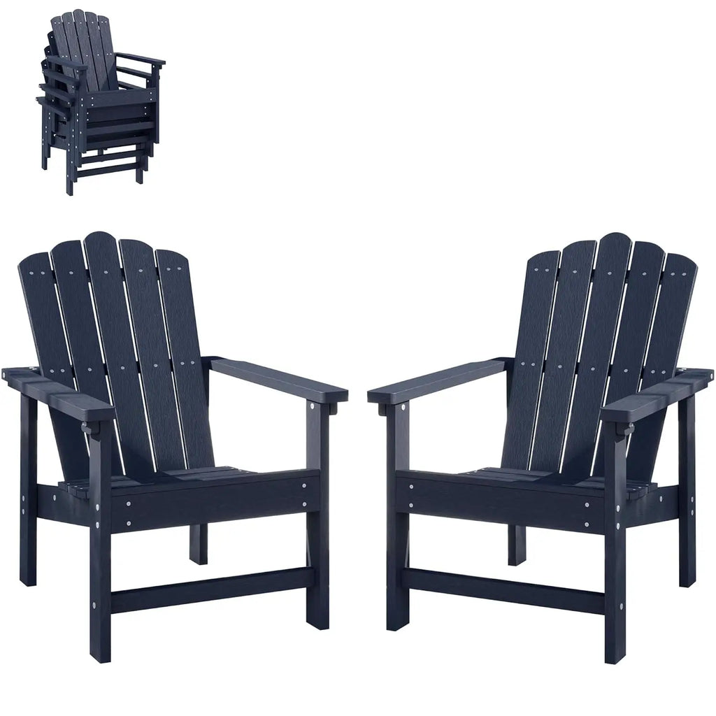 Stackable Adirondack Chairs Set of 2, Weather-Resistant Outdoor Patio Seating