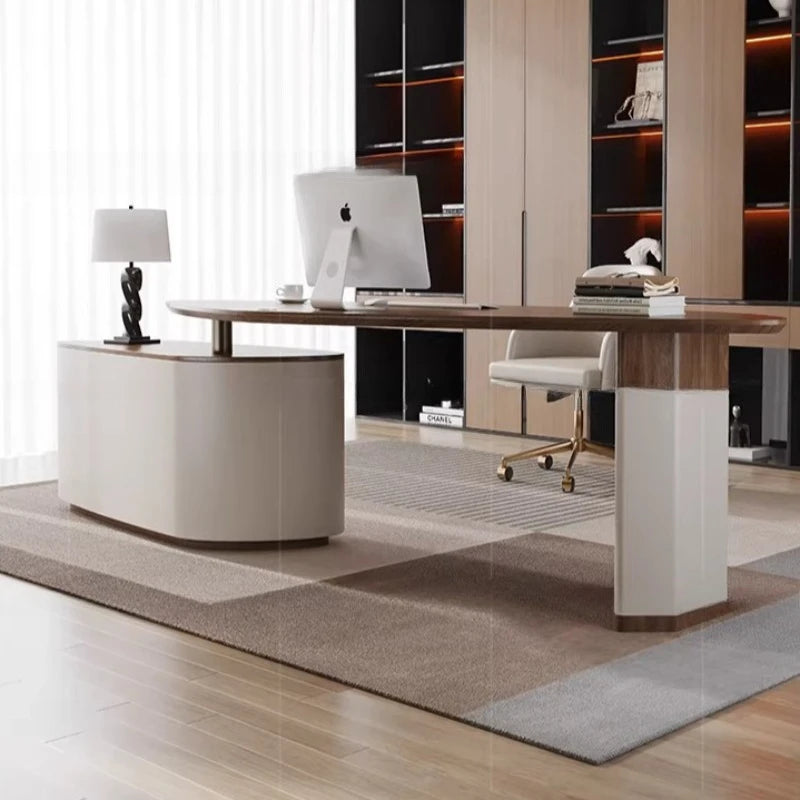 Adjustable Executive L shaped Office Desk Shelves