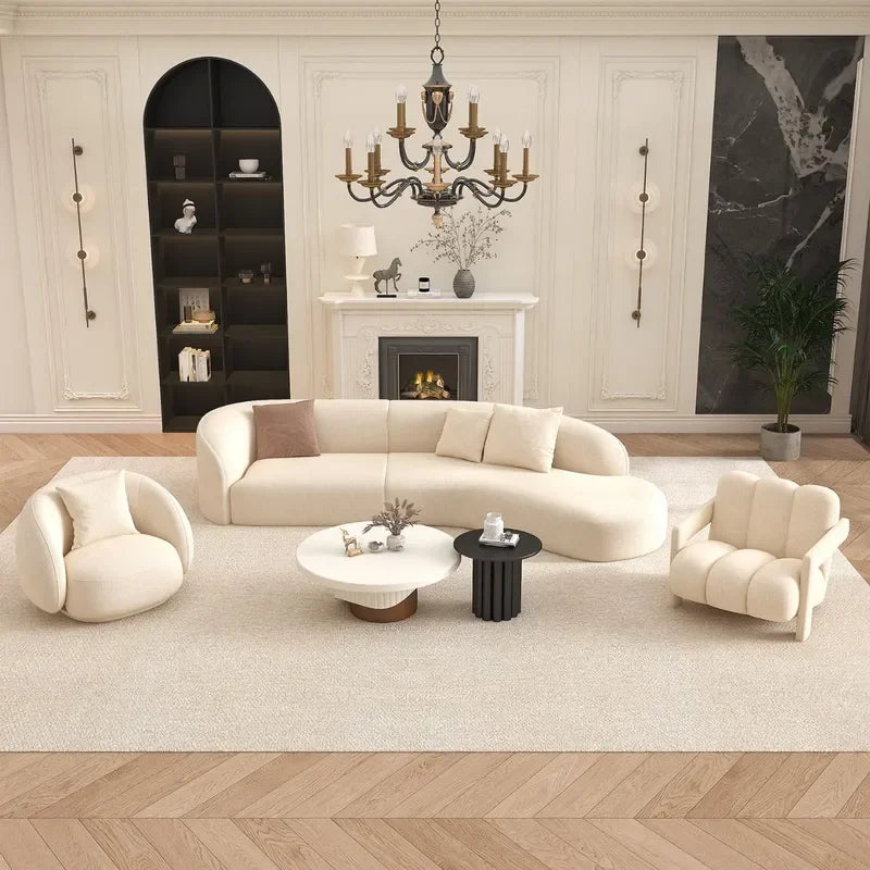 Nordic Fabric Sofa, Luxury Curved Large Sofa