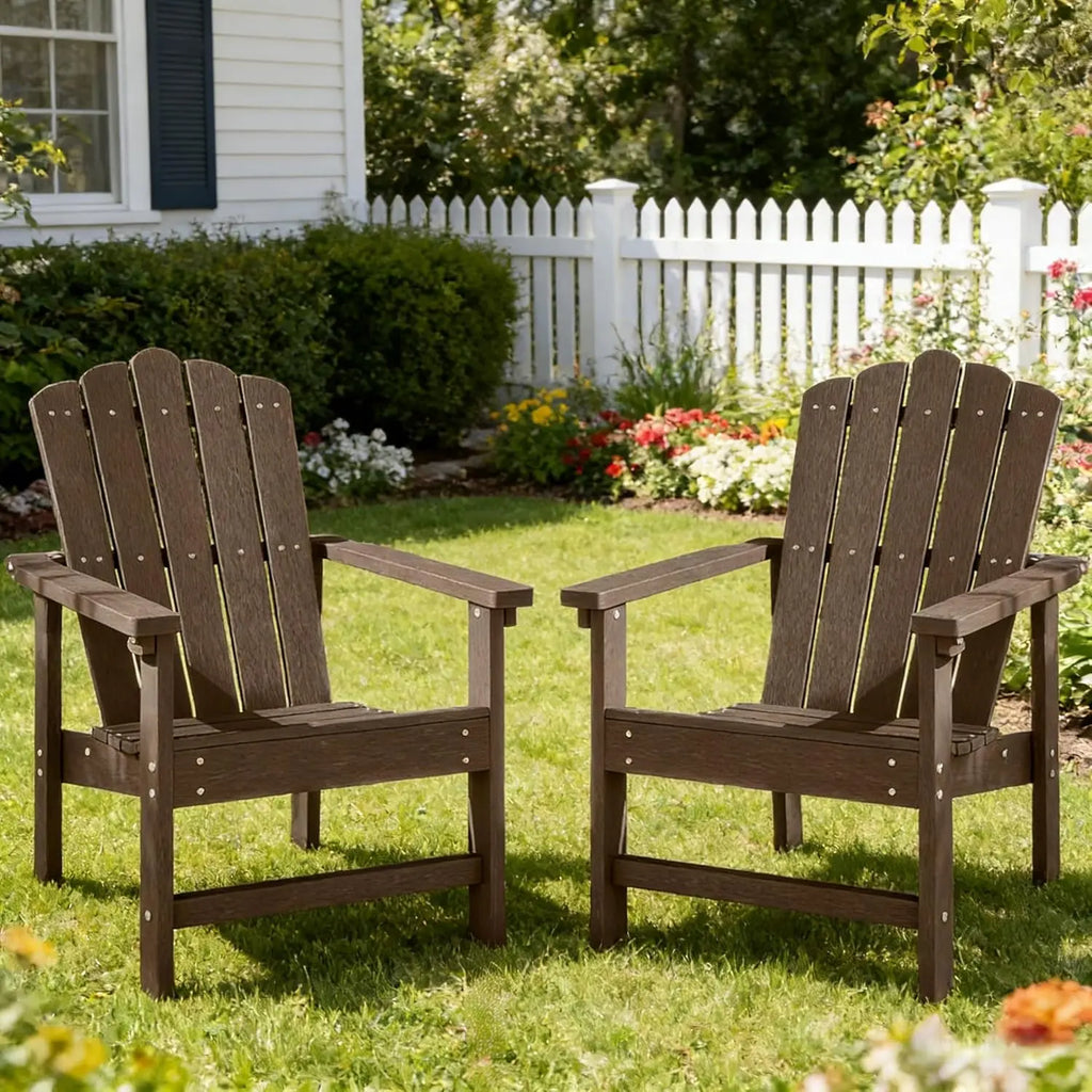 Stackable Adirondack Chairs Set of 2, Weather-Resistant Outdoor Patio Seating