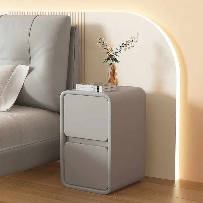Simple modern bedside table cream style solid wood storage ultra-narrow new 2-layer light