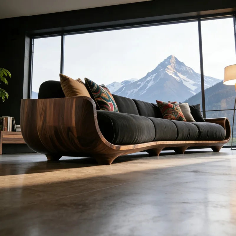 Lounge Style Solid Wood Living Room Sofas
