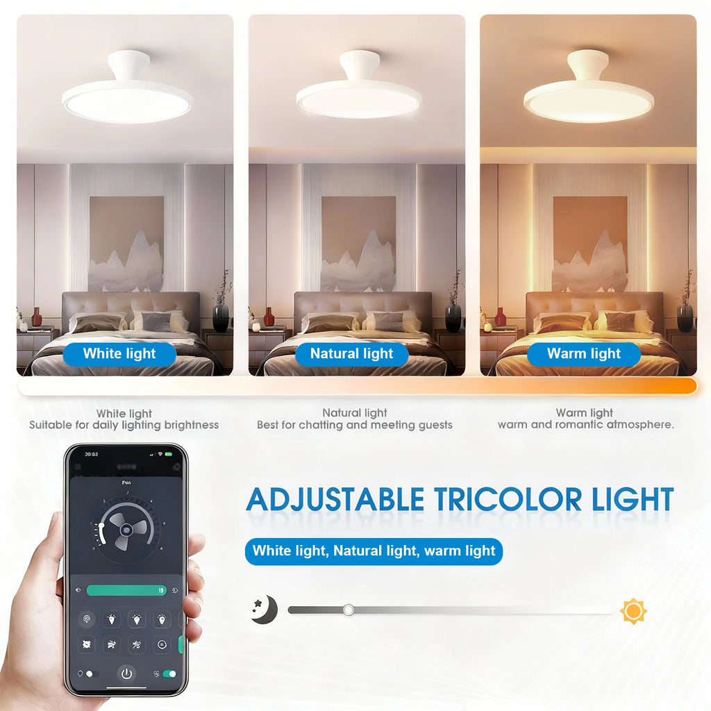 Modern Invisible Ceiling Fan with LED Light