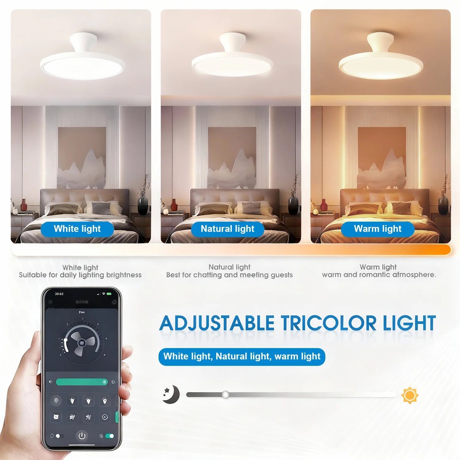Modern Invisible Ceiling Fan with LED Light