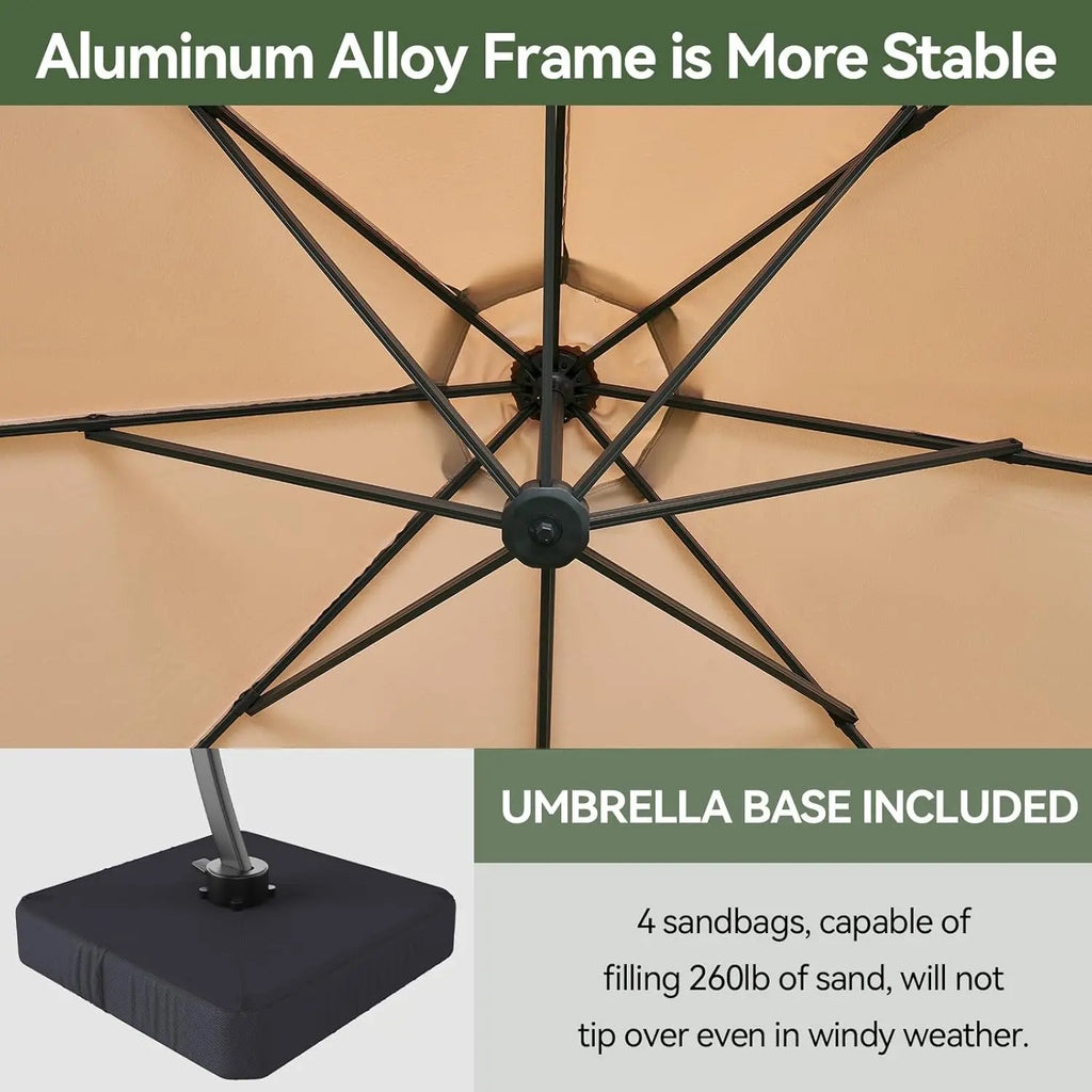 11 FT Cantilever Umbrella with Base Included