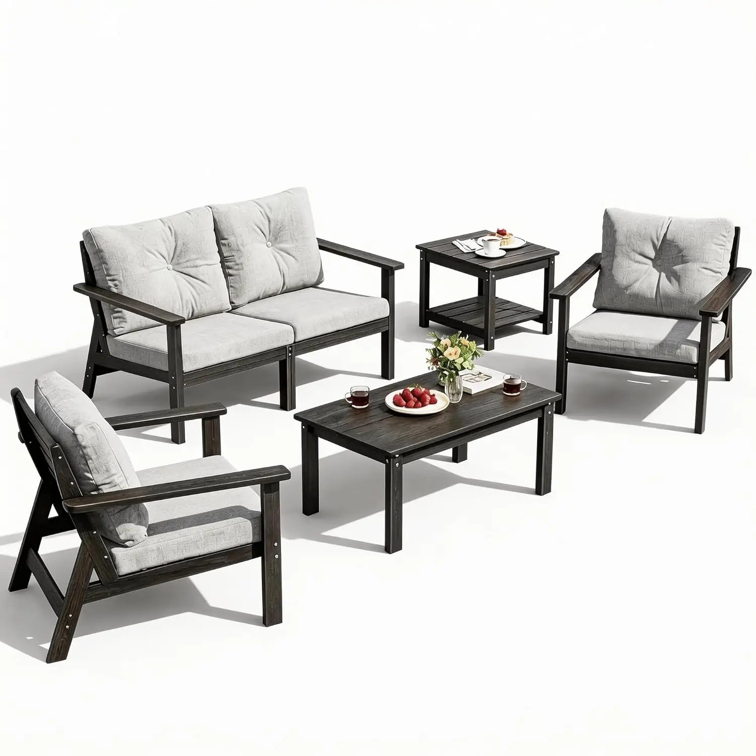 6pc Patio Sectional Sofa Set All Weather