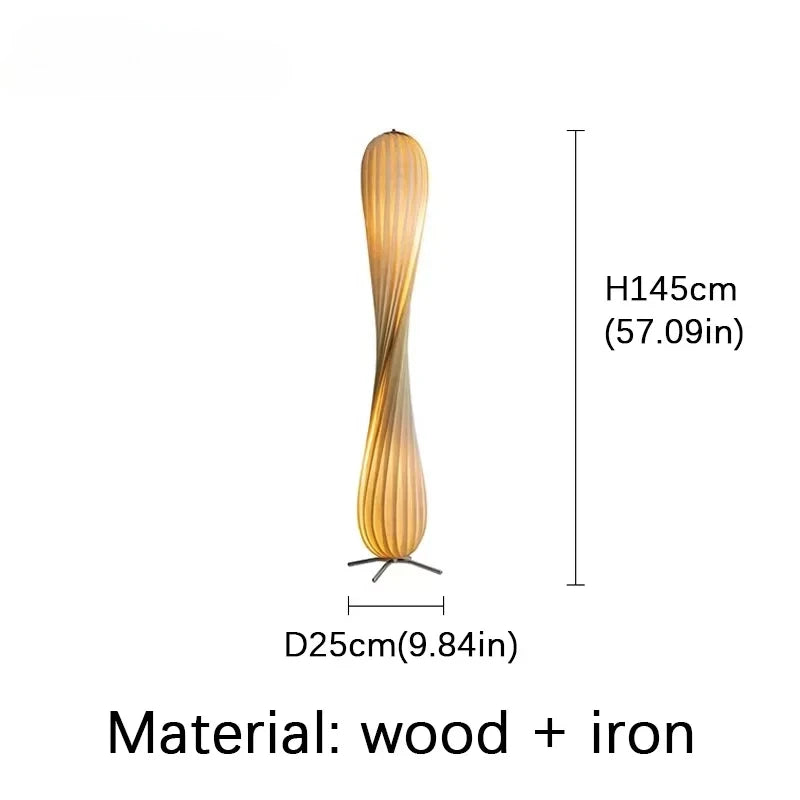 Light Luxury Wooden Curved Shade Floor Lamp