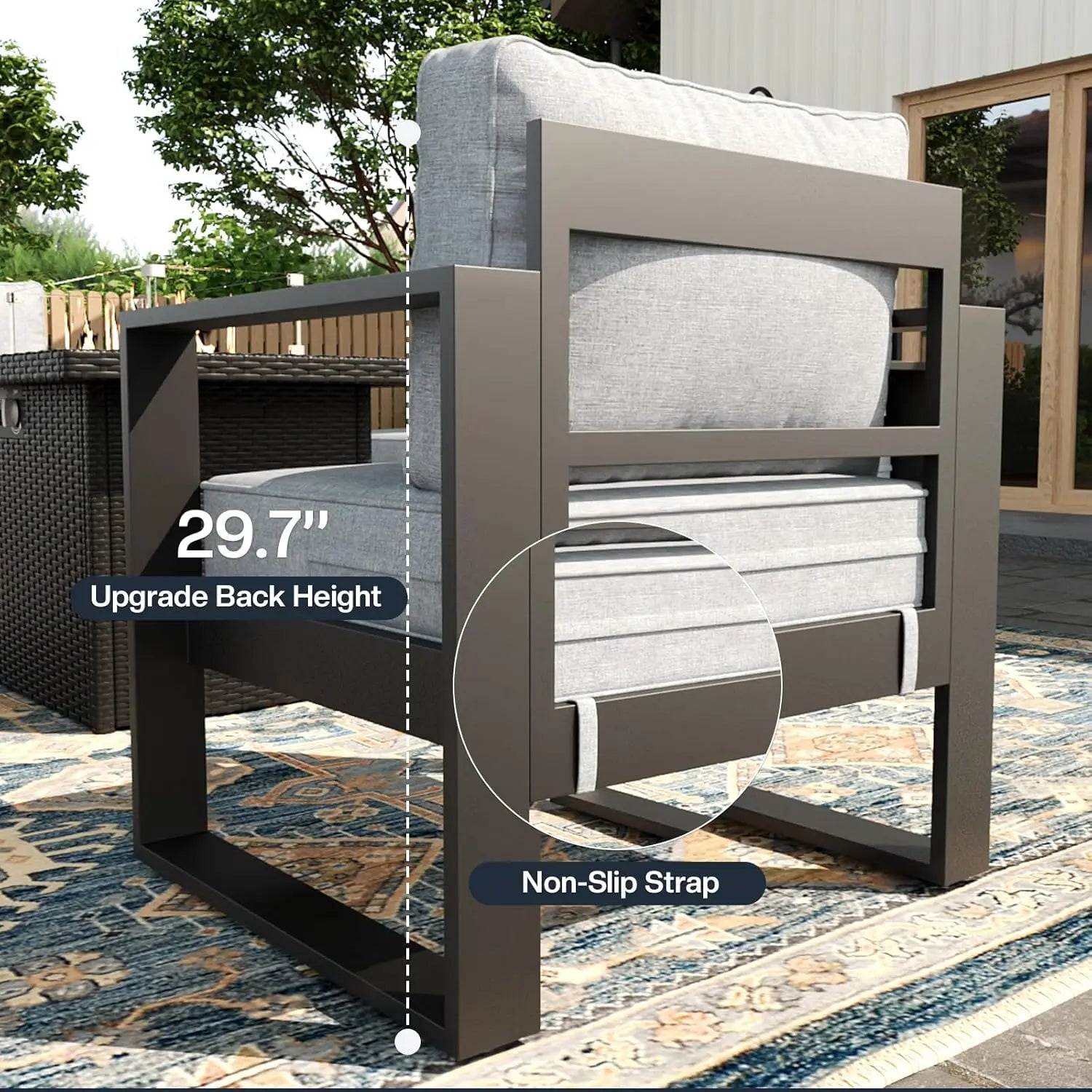 5 Piece Modern Aluminum Patio Furniture Set