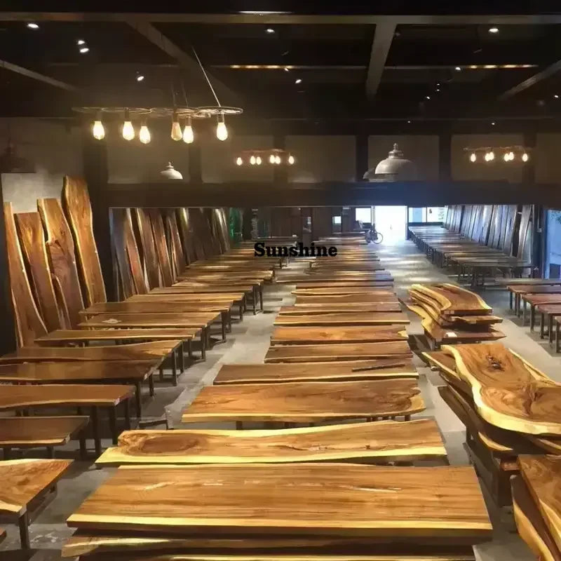 Large Solid Walnut Wood Slab Dining Table