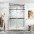 56 to 60 inches wide x 76 inches high frameless shower door,double sliding shower door with 3/8 inch (10mm) thick tempered glass