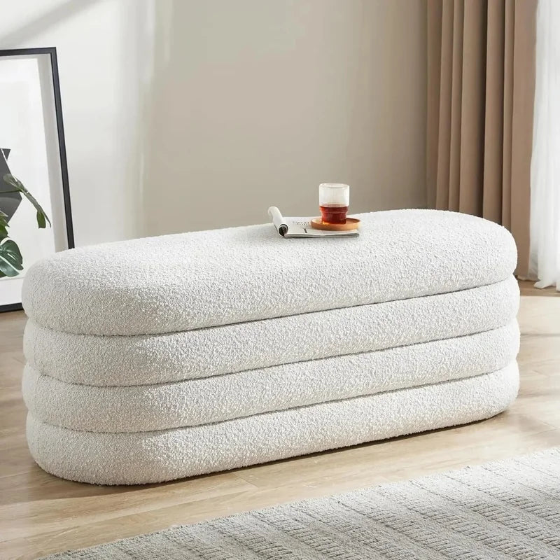 Fabric Upholstered End of Bed Storage Ottoman Bench