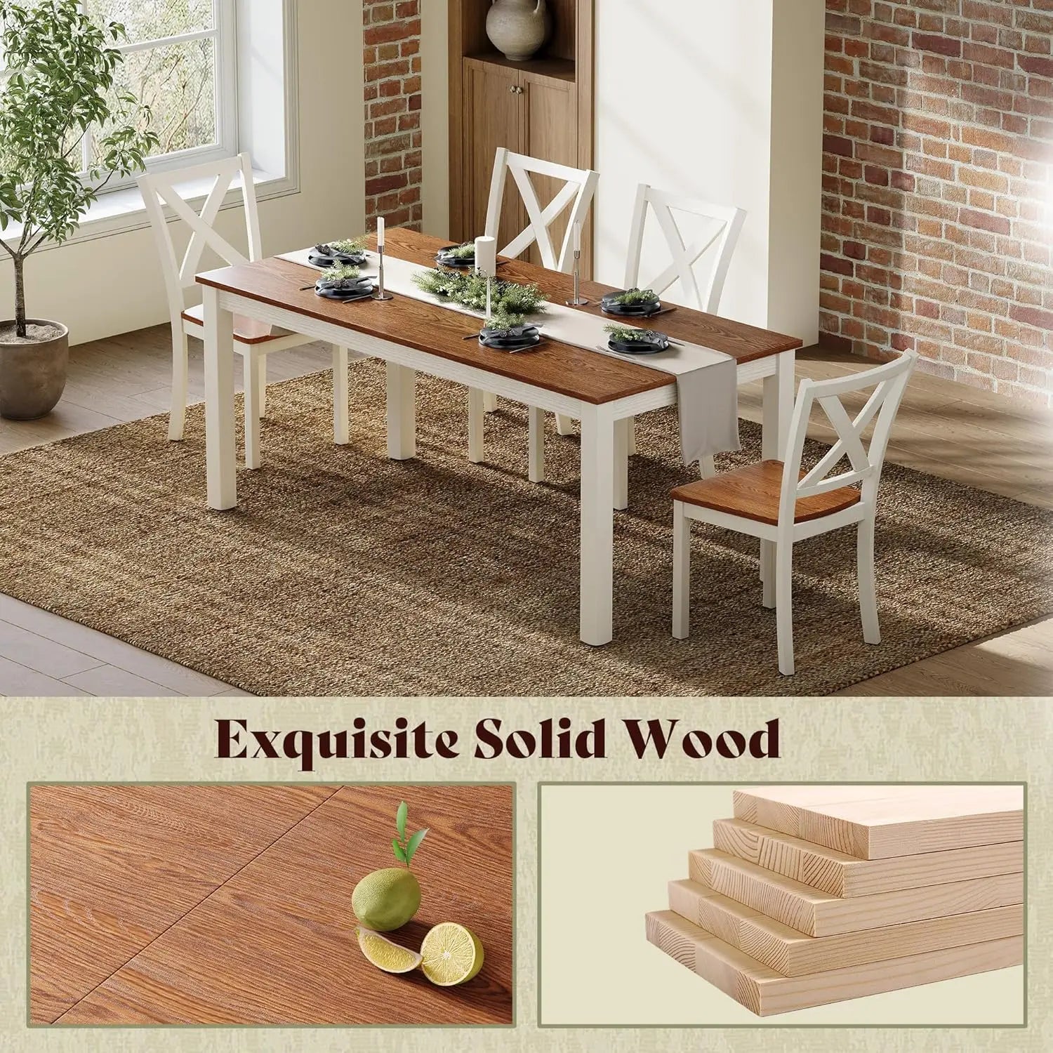 6-Piece Farmhouse Dining Table Set