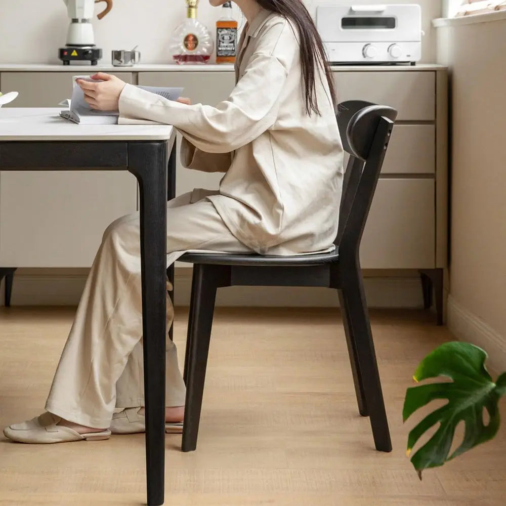 Kitchen Chairs, Solid Wood Modern Curved Backrest