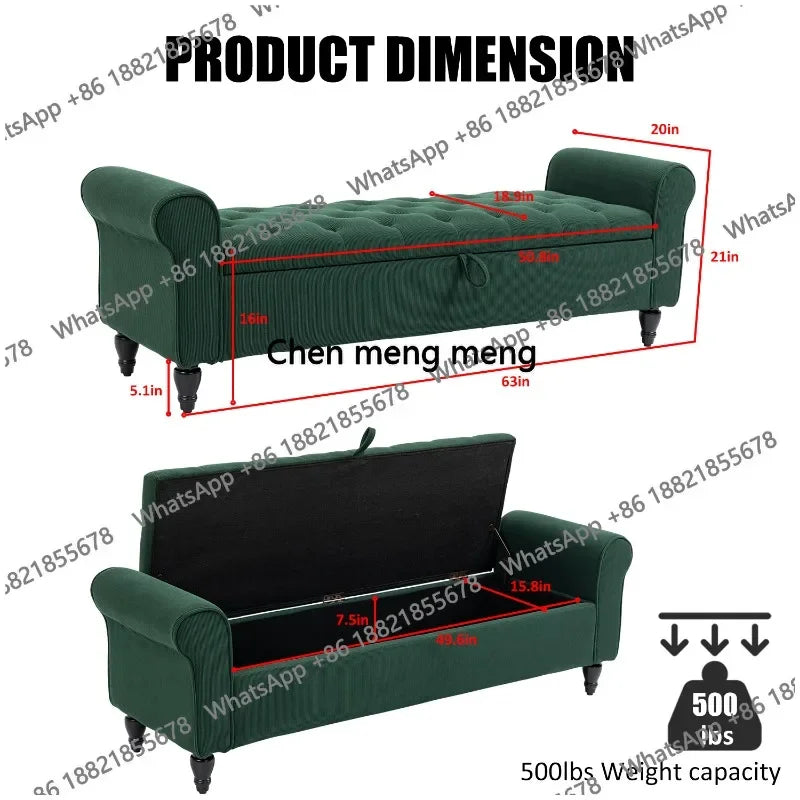 63’’ Storage Ottoman, Upholstered Tufted End of Bed Storage Bench, Ottoman