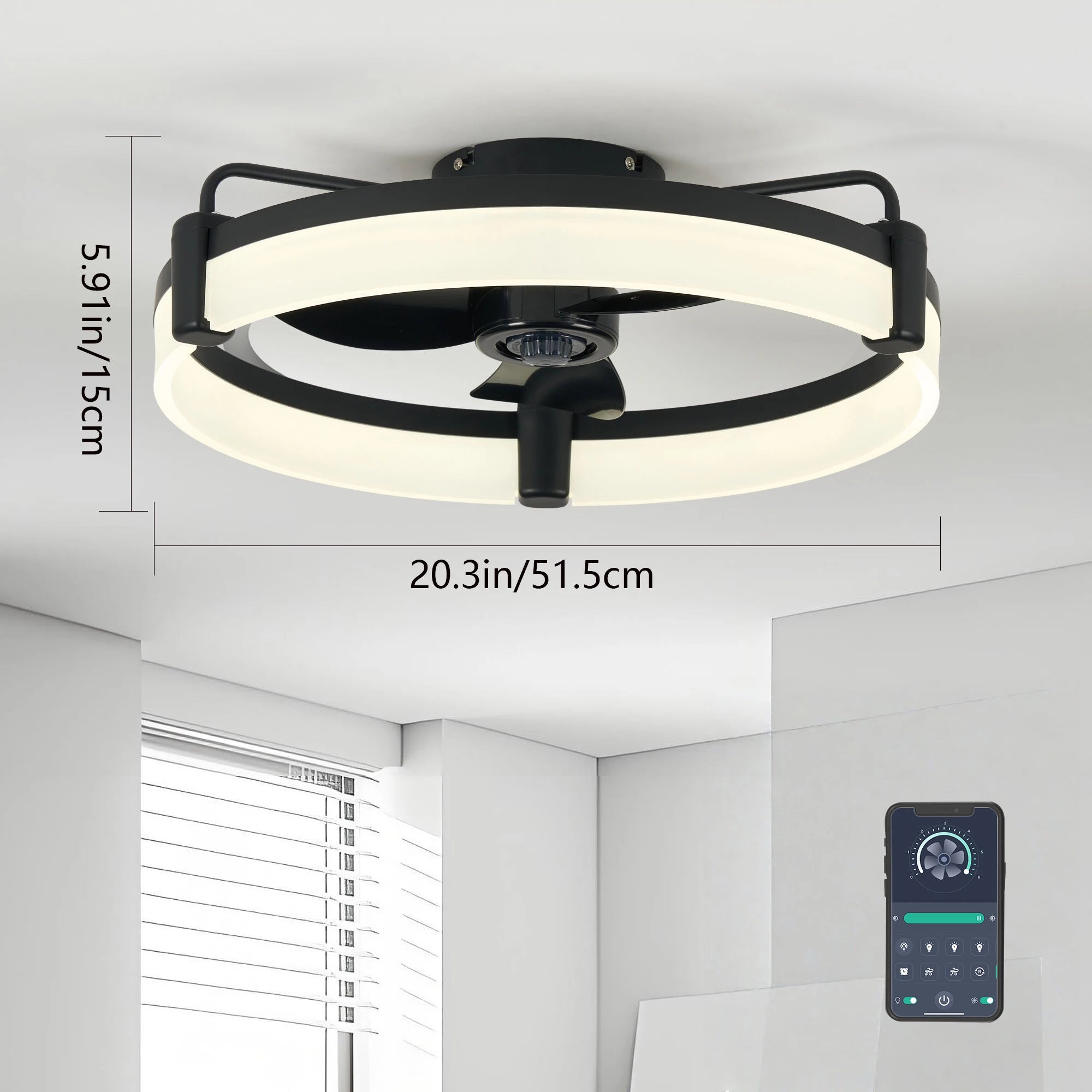 LED ceiling fan, 3-blade with lights and remote