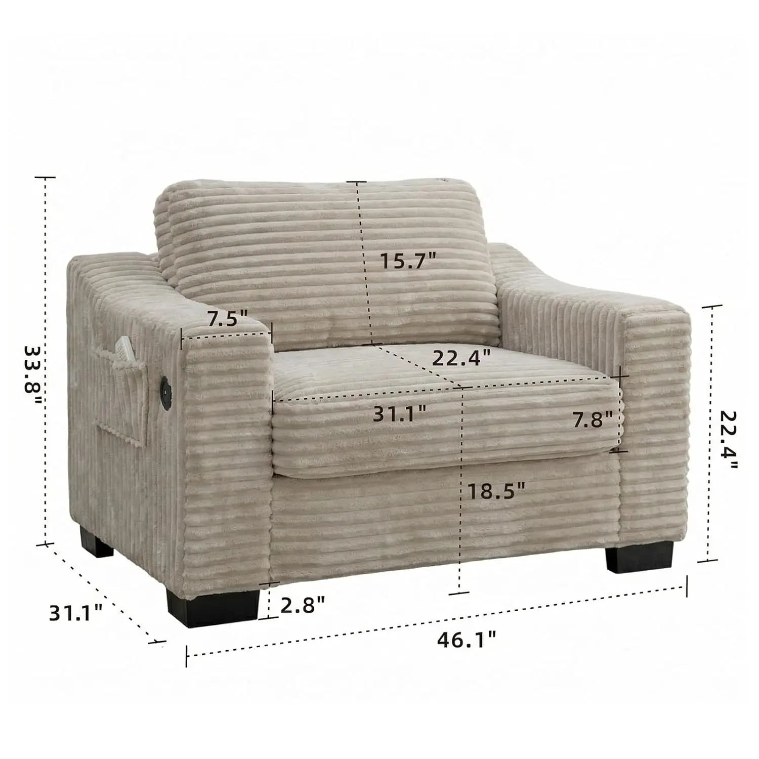 Oversized Accent Chair USB Charger