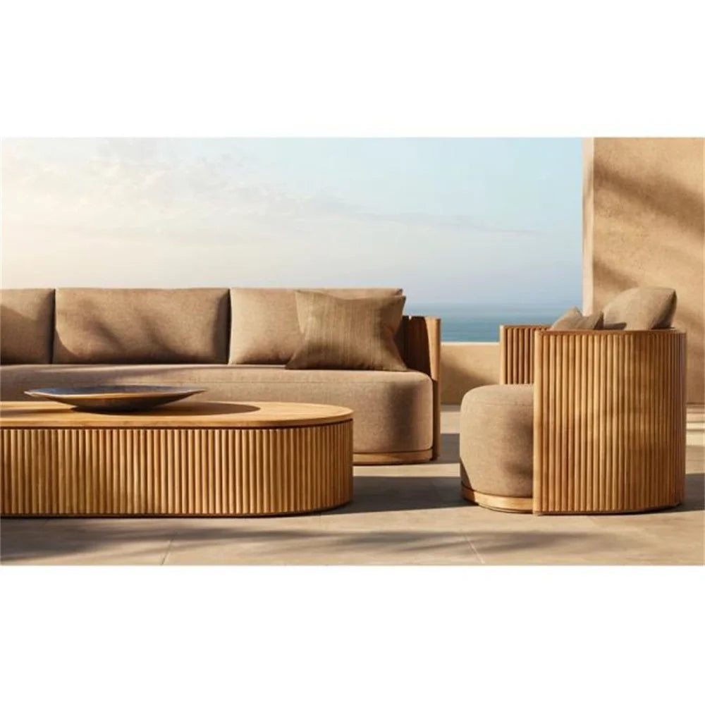 Custom garden patio teak sectional sofa set