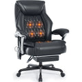 Heated Massage Office Chair with Footrest, 6-Point Vibration, Ergonomic Reclining Desk Chair, PU Leather Seat for Comfortable Ho