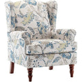 Upholstered High Back Armchair with Solid Wood Legs,
