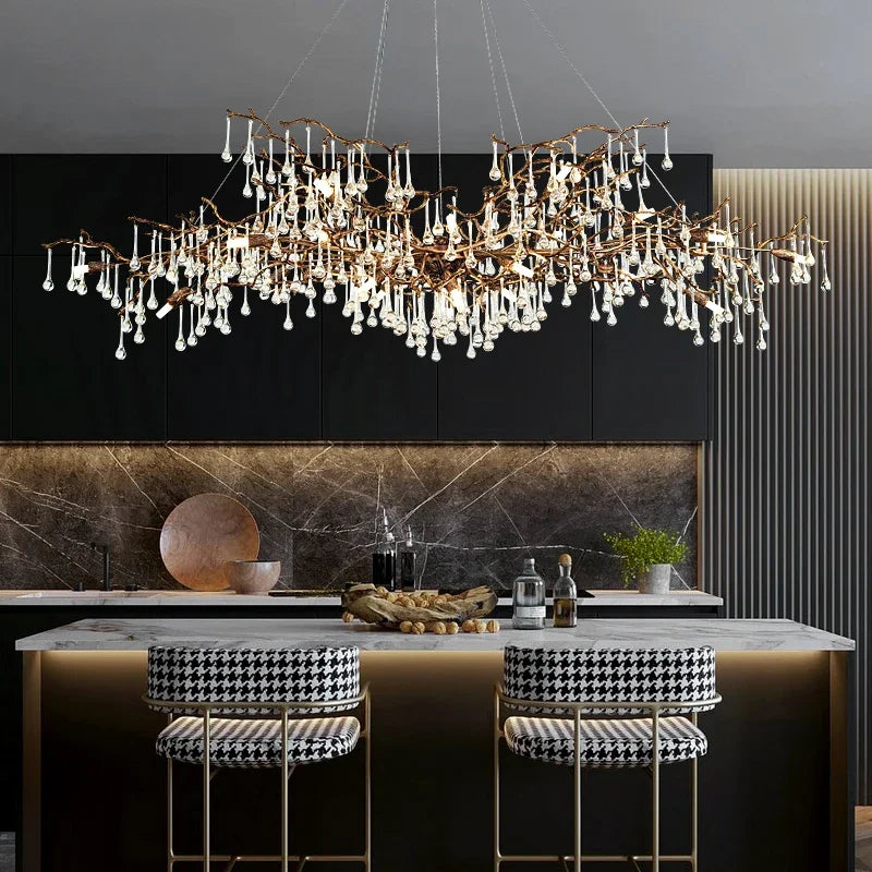 Vintage Branch Crystal Chandeliers For Dining Room