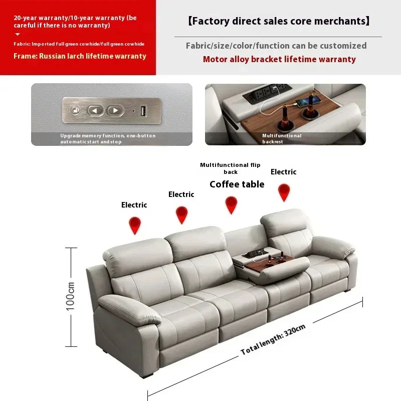 Genuine Leather Electric Italian Recliner Sofa Loveseat