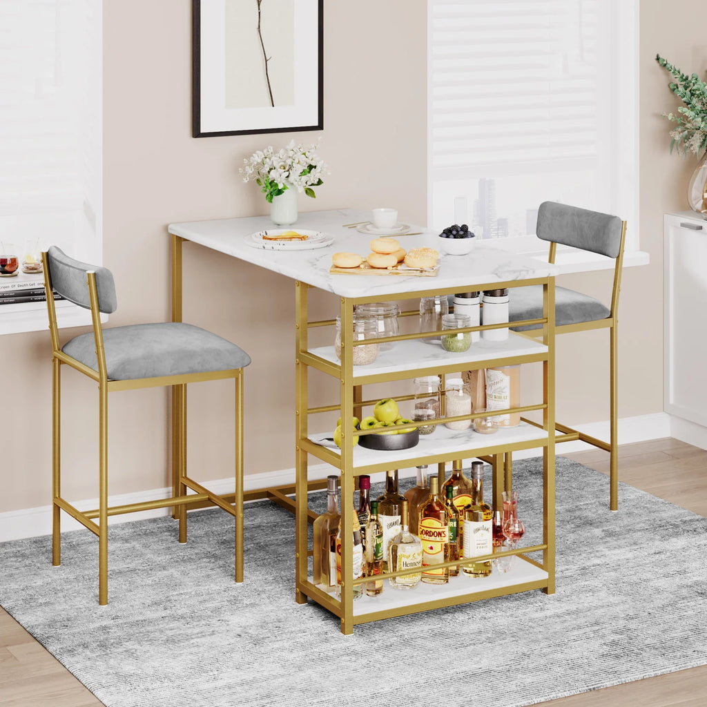 3 Pcs Dining Table and Chairs Set