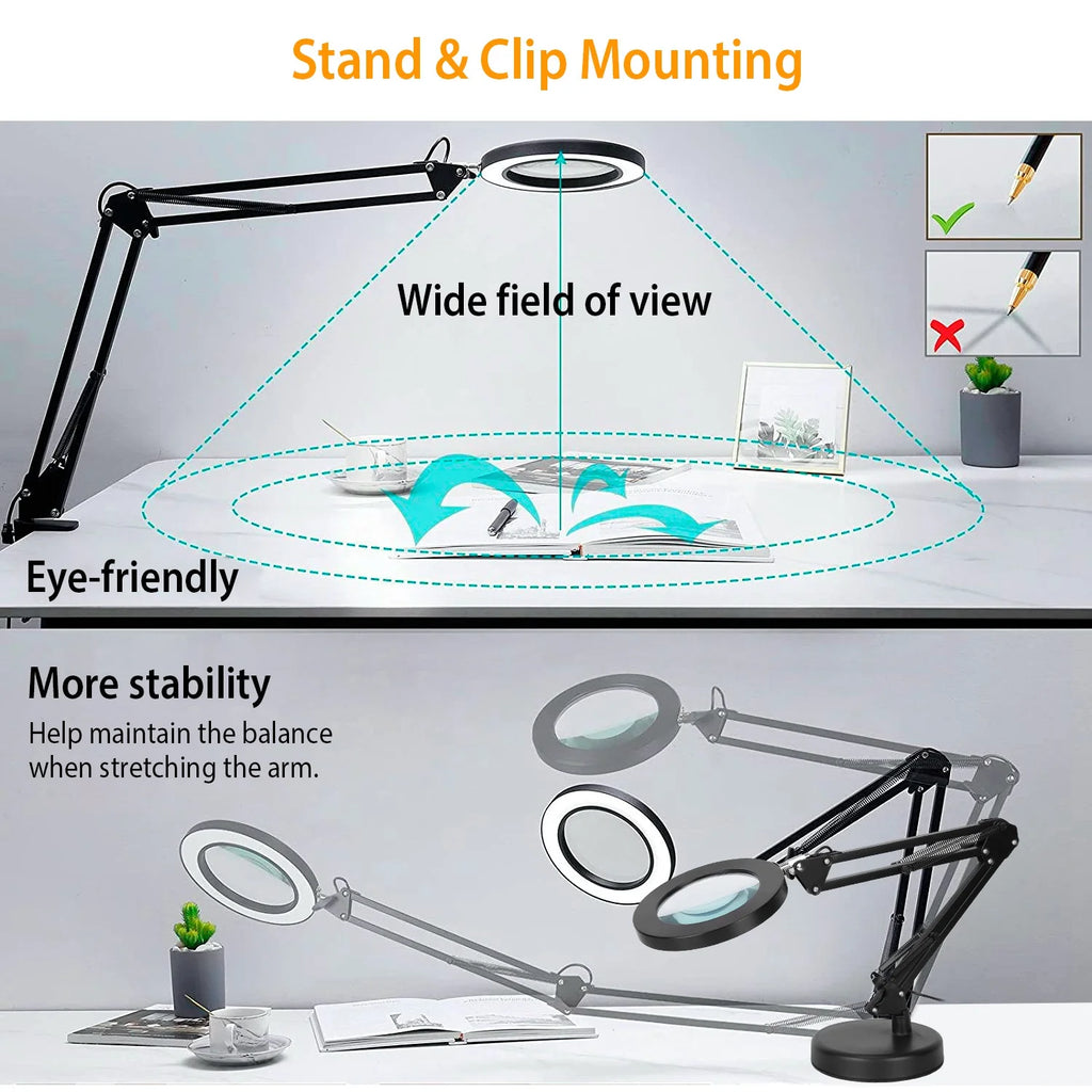 2-in-1 8X LED Magnifying Lamp with Light,