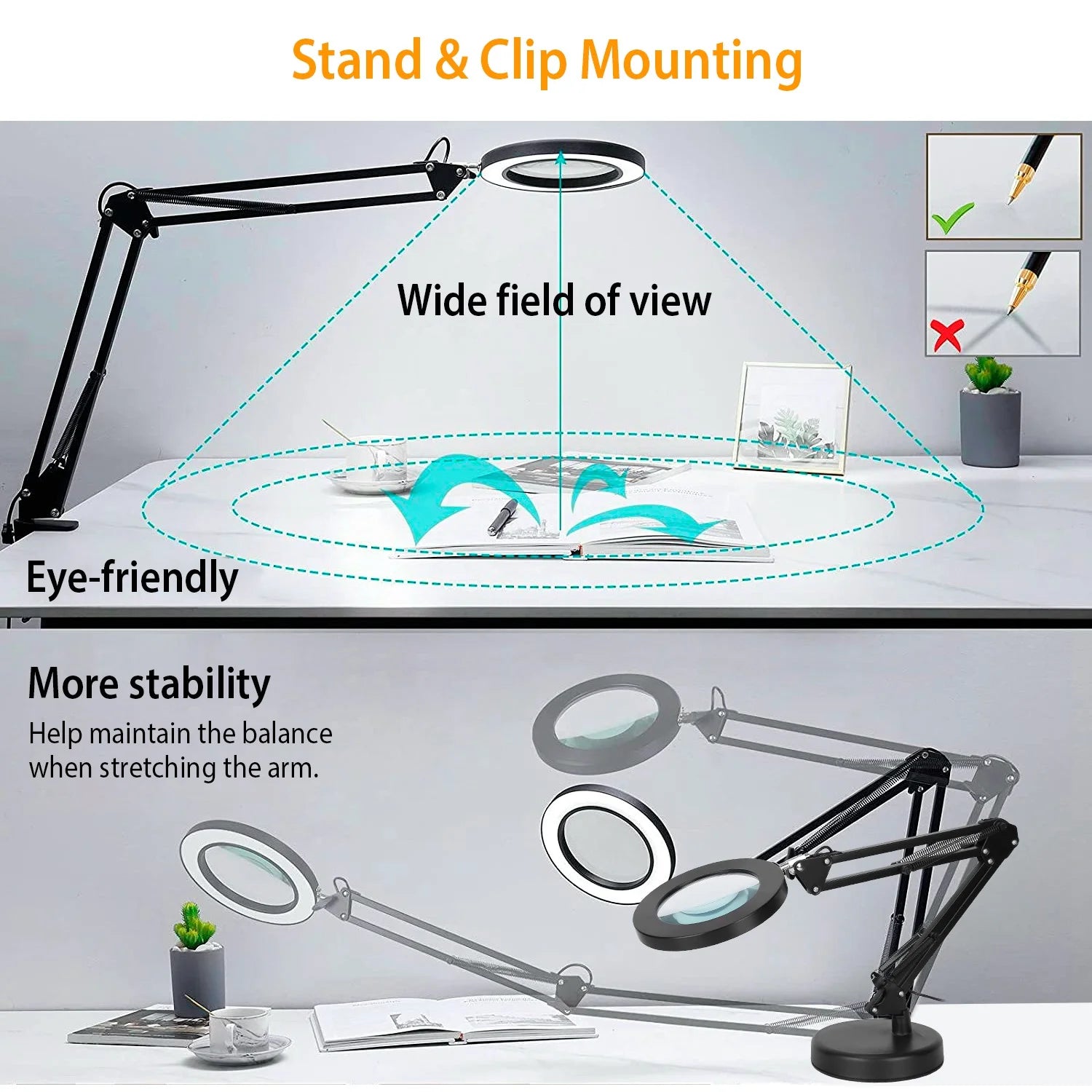 2-in-1 8X LED Magnifying Lamp with Light,