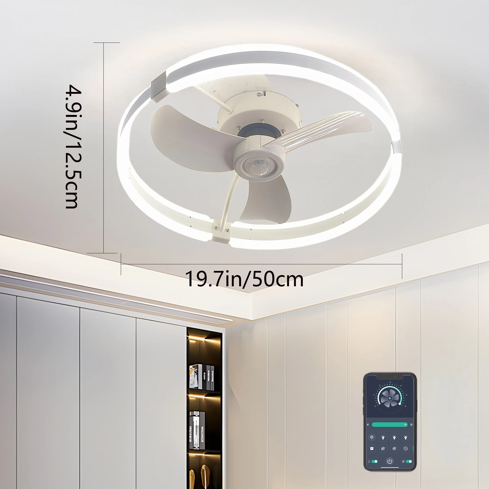 LED ceiling fan, 3-blade with lights and remote