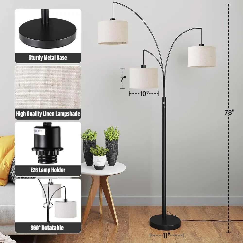 78" Tall Floor Lamp with Hanging Drum Shade,