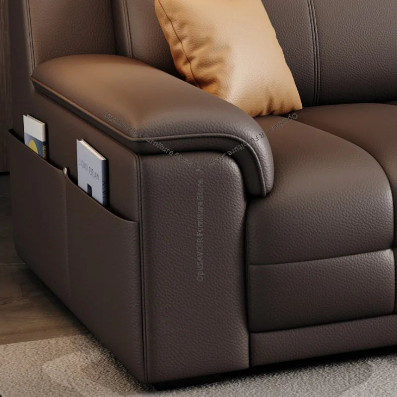 Italian Minimalist Lawrence Top Grain Leather Sofa