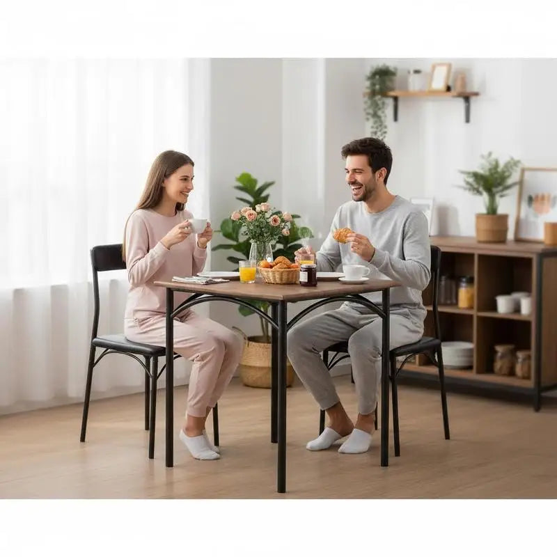 3-Piece Dining Table Set Square Kitchen Table and 2 Chairs