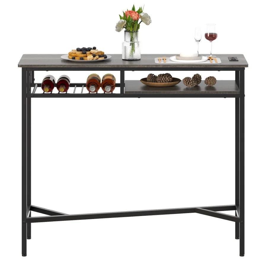 Counter Height Bar Table with Charging Station