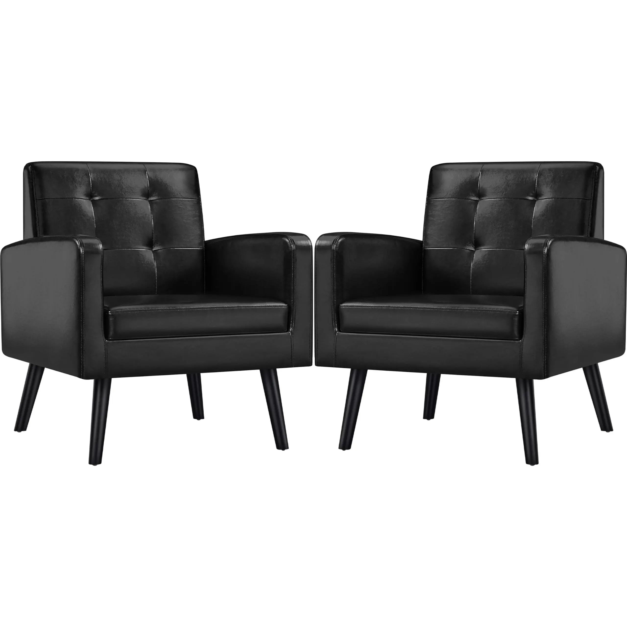 Mid-Century Leather Accent Chairs Set of 2