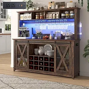 Coffee Wine Buffet Cabinet with LED