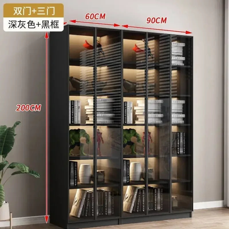 Modern Living Room Cabinet Bookcase with Glass Door Display