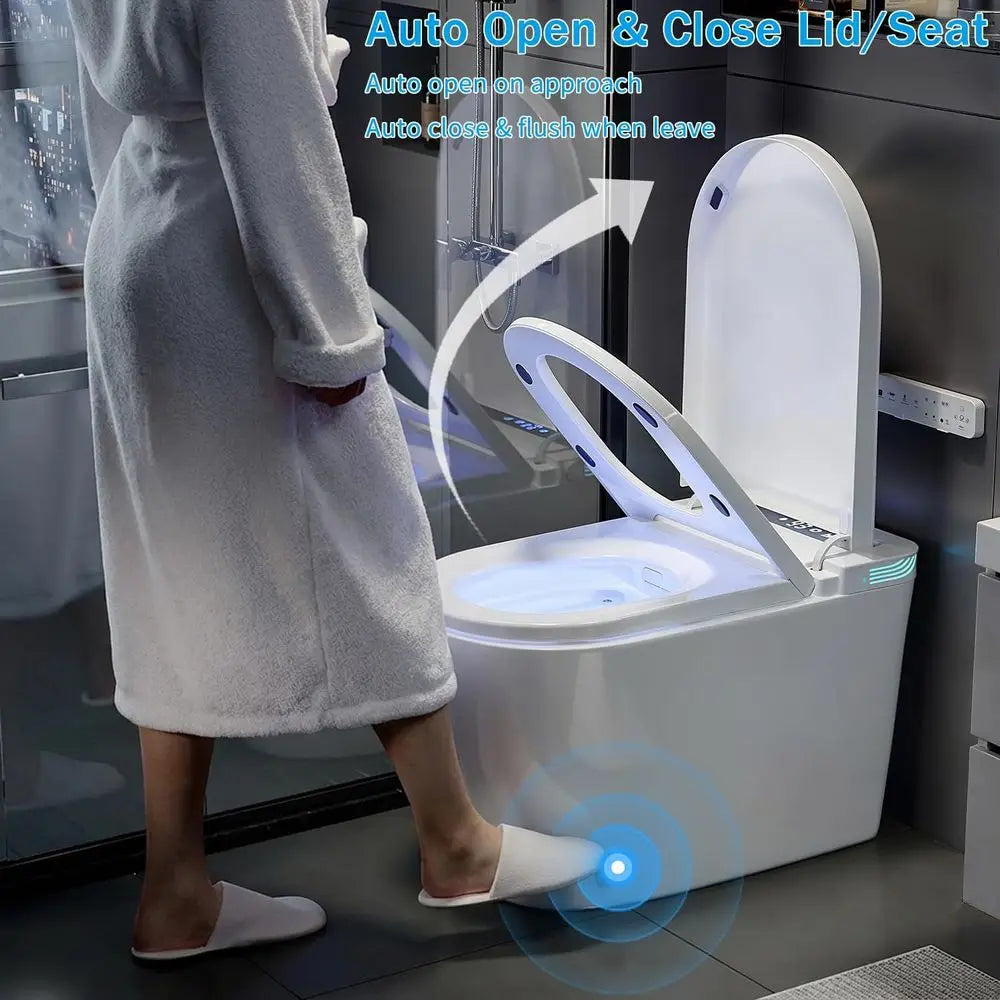 Smart Toilet with Bidet Built-in, Auto Open/Close Lid, Auto Power 1000g MaP lush, 1.28 GP, Elongated Toilet with Warm Water & Wa