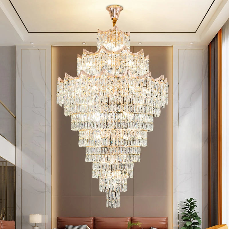 Luxury Modern Crystal High Ceiling Chandelier