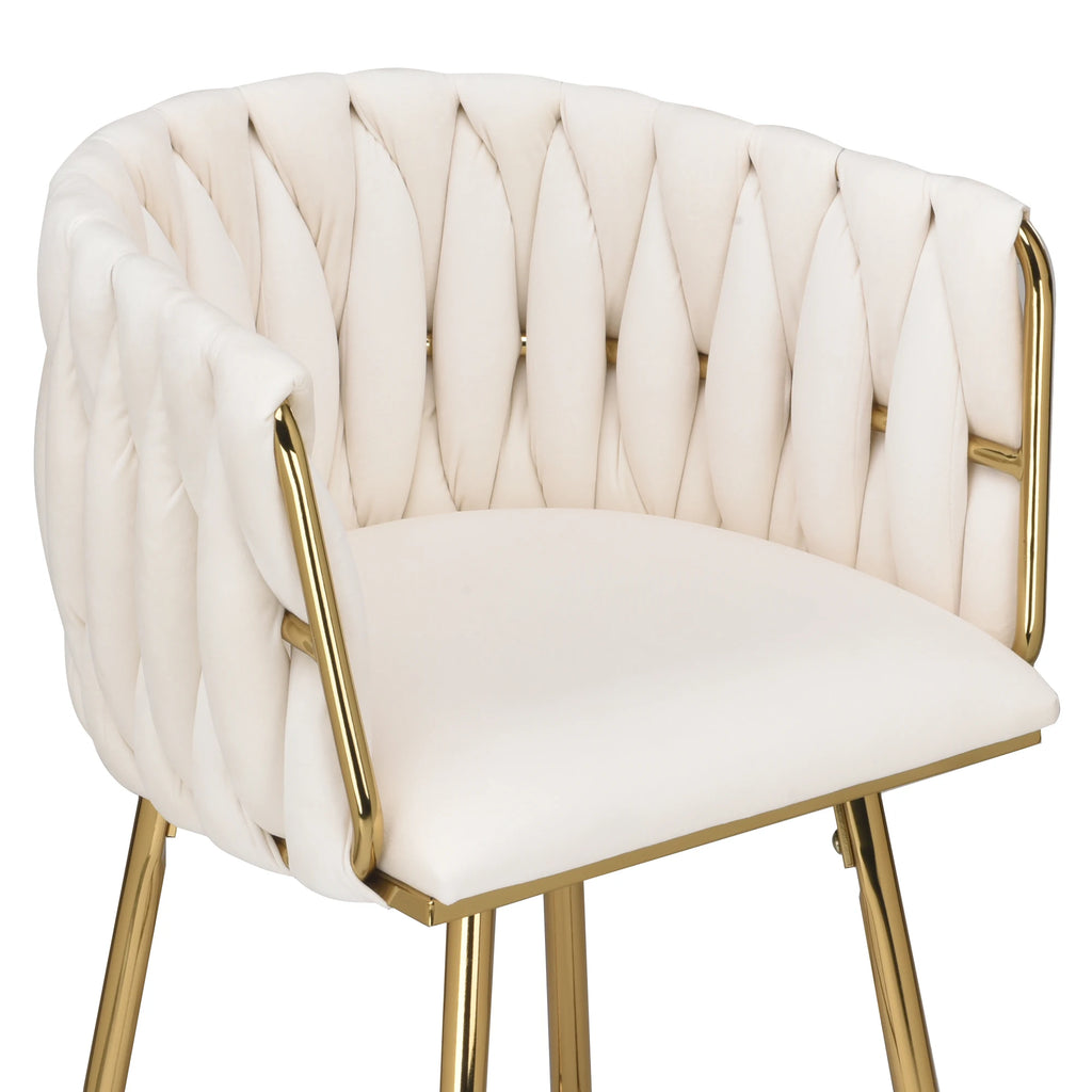 Set of 2 26" Bar Stools, Modern Kitchen Stools with Back, Metal Legs